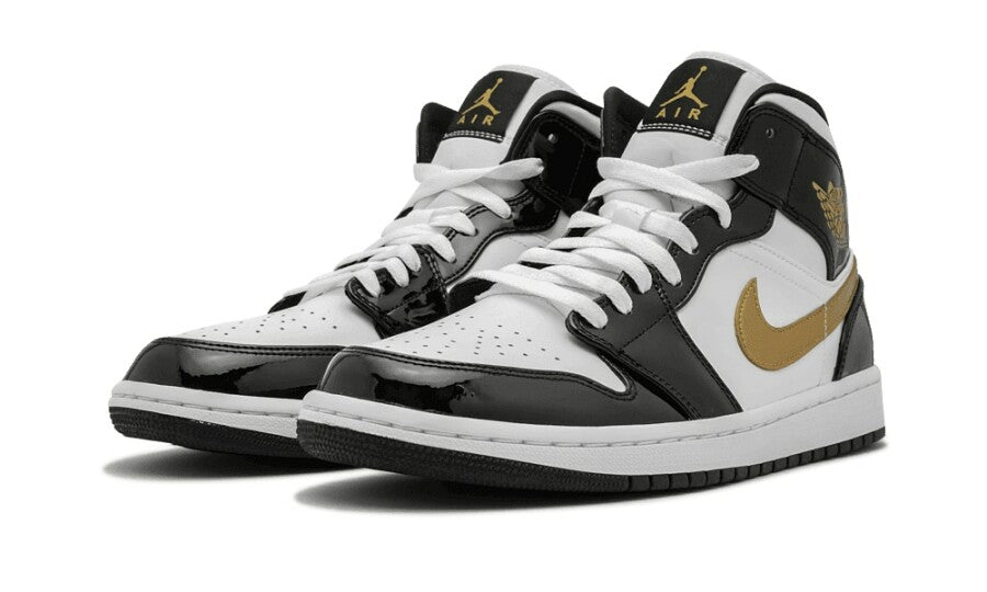 Air Jordan 1 Mid SE Black Gold Patent